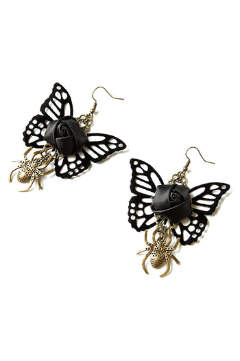Atomic Black Butterfly and Spider Earrings