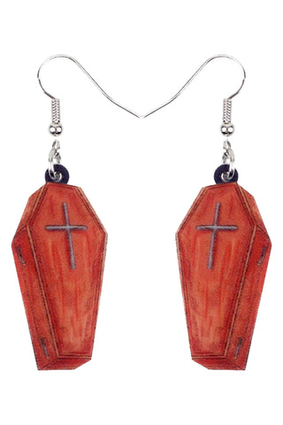 Red Coffin Dangle Earrings