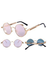 Atomic Pink and Gold Industrial Steam Round Sunglasses