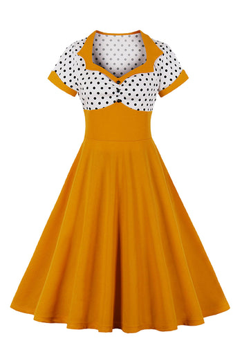 Atomic 1960s Vintage Polka Dot Swing Dress