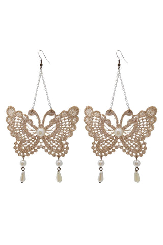 Atomic Butterfly Lace with Bead Drop Earrings