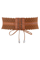 Brown Leather Hollow Corset Belt