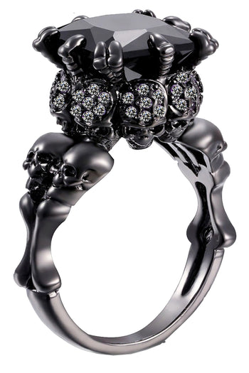Black Zircon Skull Ring