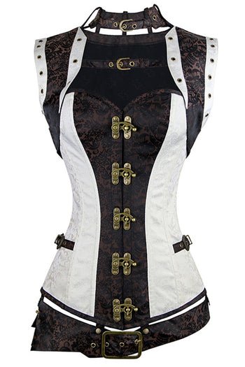 Two Toned Steel Boned Steampunk Overbust Corset