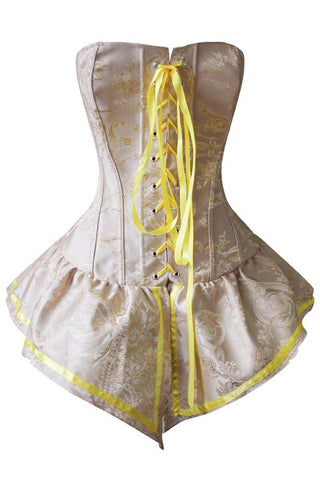 Champagne Brocade Skirted Overbust Corset