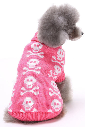 Pink Skull Printed Dog Sweater