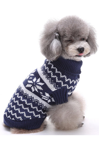 Dark Blue Snowflake Dog Sweater