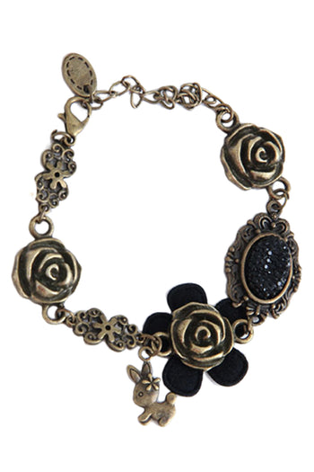 Atomic Gothic Floral Charm Bracelet