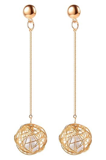 Hanging Golden Wireball Dangle Earrings