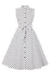  Vintage White Polka Dot Rockabilly Dress