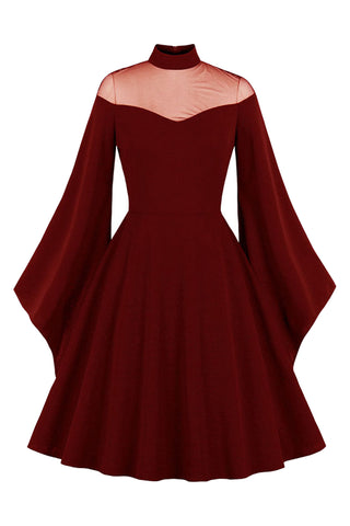 Wine Red Vampire Retro Dress