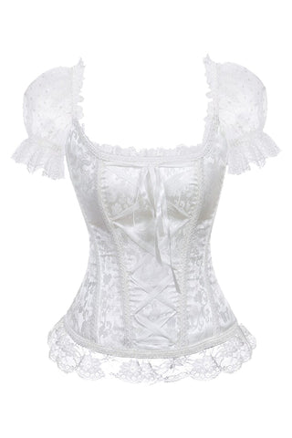 Marry Me White Jacquard Overbust Corset