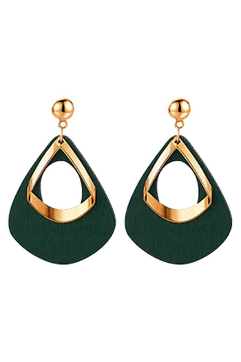 Green and Gold Teardrop Earrings
