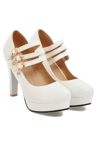 Atomic Triple Strapped Mary Jane Heels