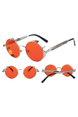 Atomic Red and Silver Industrial Steam Round Sunglasses