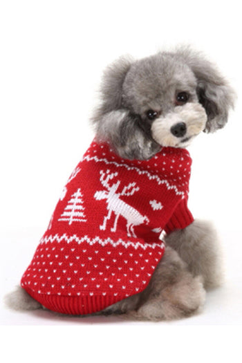 Red Festive Reindeer Dog Sweater