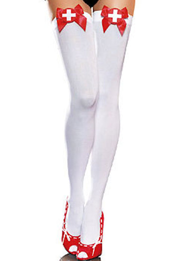 Atomic Opaque White Stockings with Nurse Bow