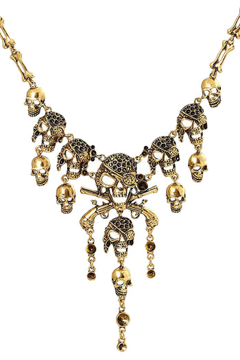 Atomic Gold Pirate Skull Necklace