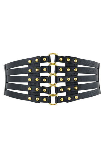Punk Ring Embellished Wide Belt