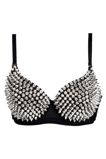 Silver Spiked Bra Top