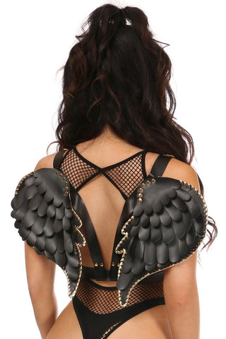 Black & Gold Vegan Leather Angel Wing Harness