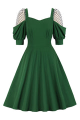 Green Polka Dot Sleeves Dress