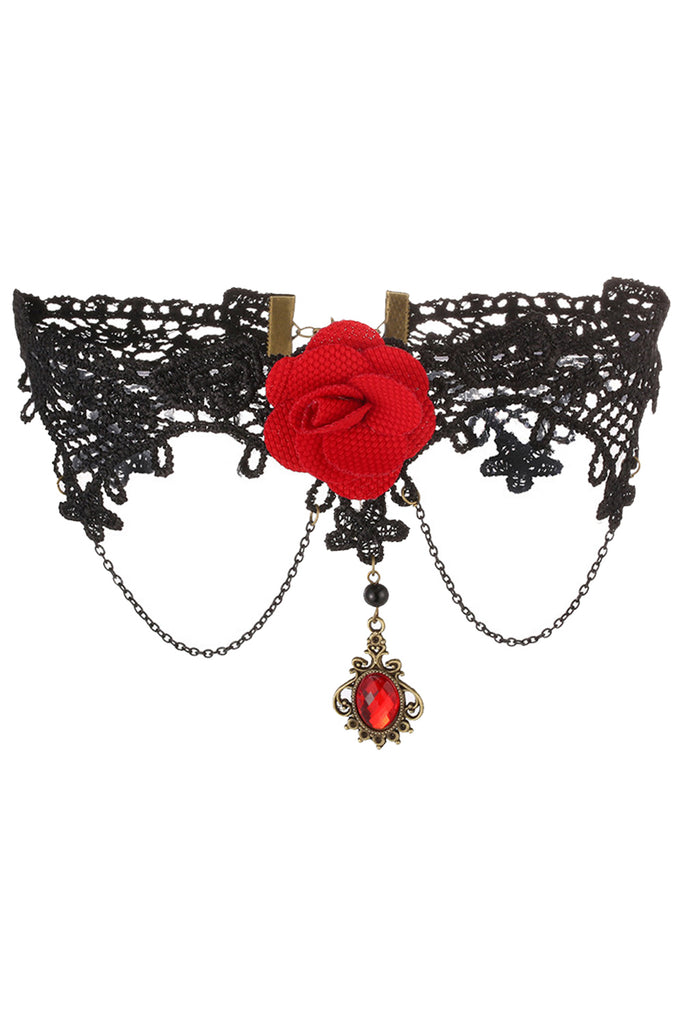 Atomic Red Rose And Pendant Choker Necklace | Atomic Jane Clothing