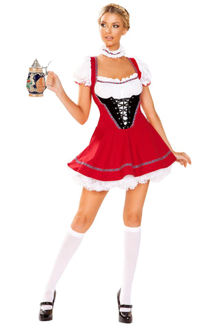 Roma 2-Piece Red and White Beer Wench Costume