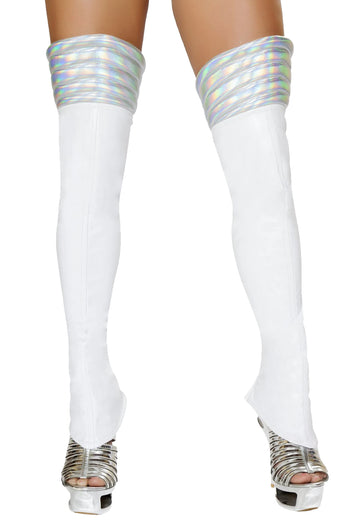 Roma White and Silver Space Leggings