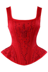 Red Embroidery Overbust Corset