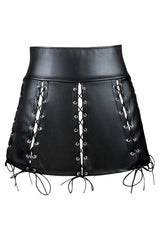 Black Lace-Up Gothic Mini Skirt
