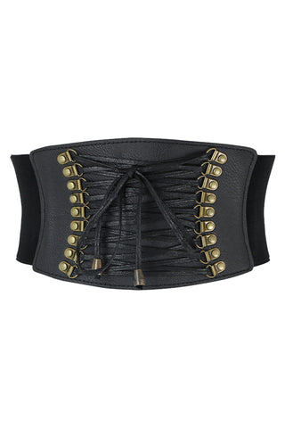 Leather Lace Up Cinched Corset Belt