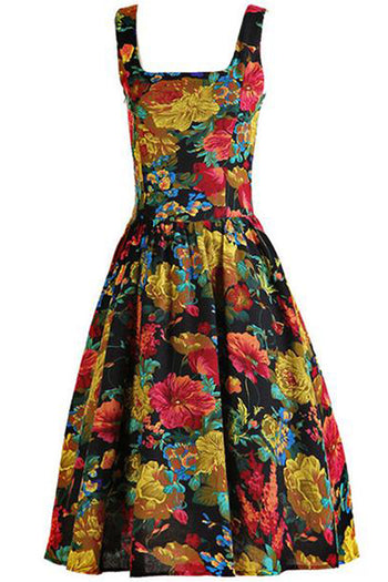 1960's Floral Rockabilly Swing Dress