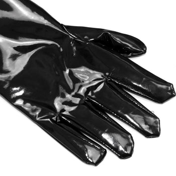 Black Vinyl Opera Length Gloves