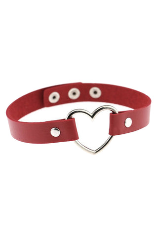 Atomic Red Heart Leather Choker