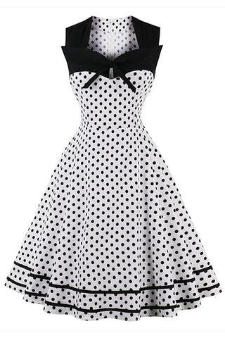 Atomic Black and White Sleeveless Dotted Dress | Atomic Jane Clothing