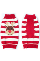 Striped Christmas Reindeer Dog Sweater