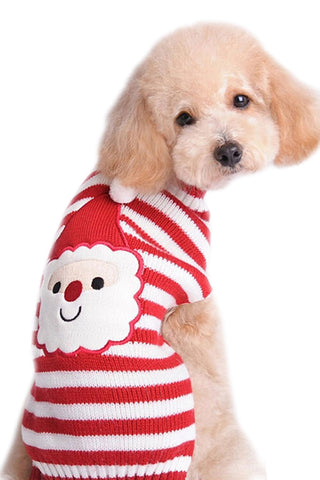 Striped Christmas Santa Dog Sweater