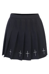 Atomic Cross Print Pleated Gothic Skirt