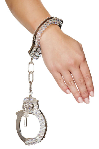 Silver Rhinestoned Handcuffs