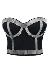 Black and Silver Bustier Top