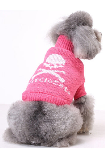 Pink Crossbones Printed Dog Sweater