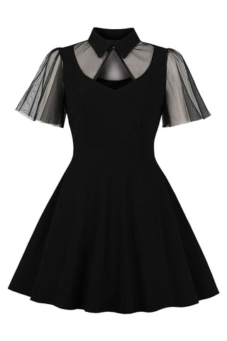 Gothic Black Short Sleeved Swing Dress