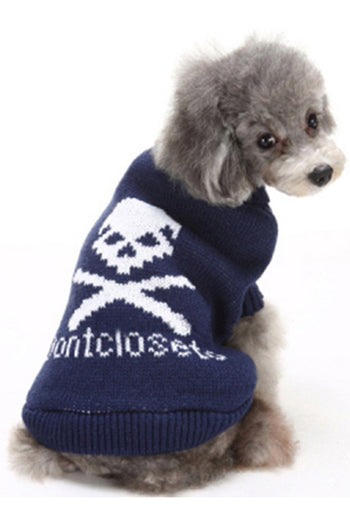 Blue Crossbones Printed Dog Sweater
