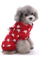 Red Starry Hooded Dog Sweater