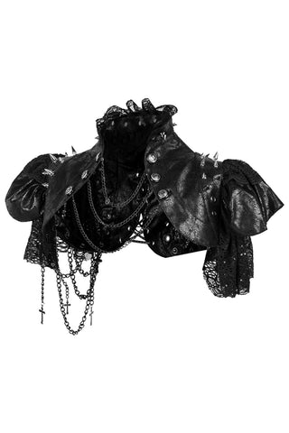 Black Goth PU Leather Corset Shrug