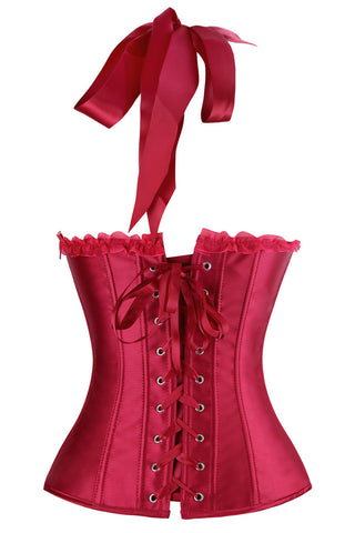 Red Satin Classic Sweetheart Overbust Corset