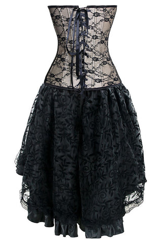 Victorian Inspired Apricot and Black Corset and Skirt