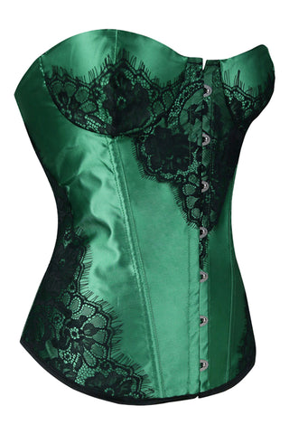 Classic Emerald Lace Overlay Corset