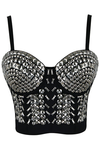  Square and Round Rivets Bustier Top